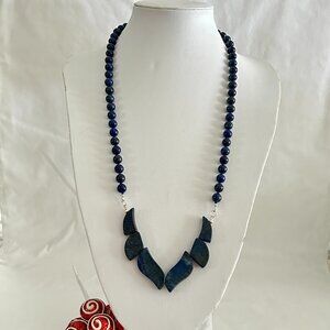 Dark Blue Lapis lazuli round beads and designer beads